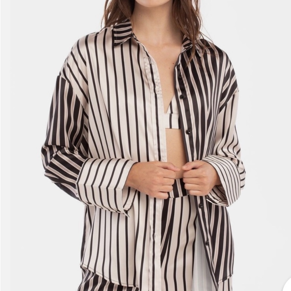 4th & Reckless Striped Shirt & matching bralette.